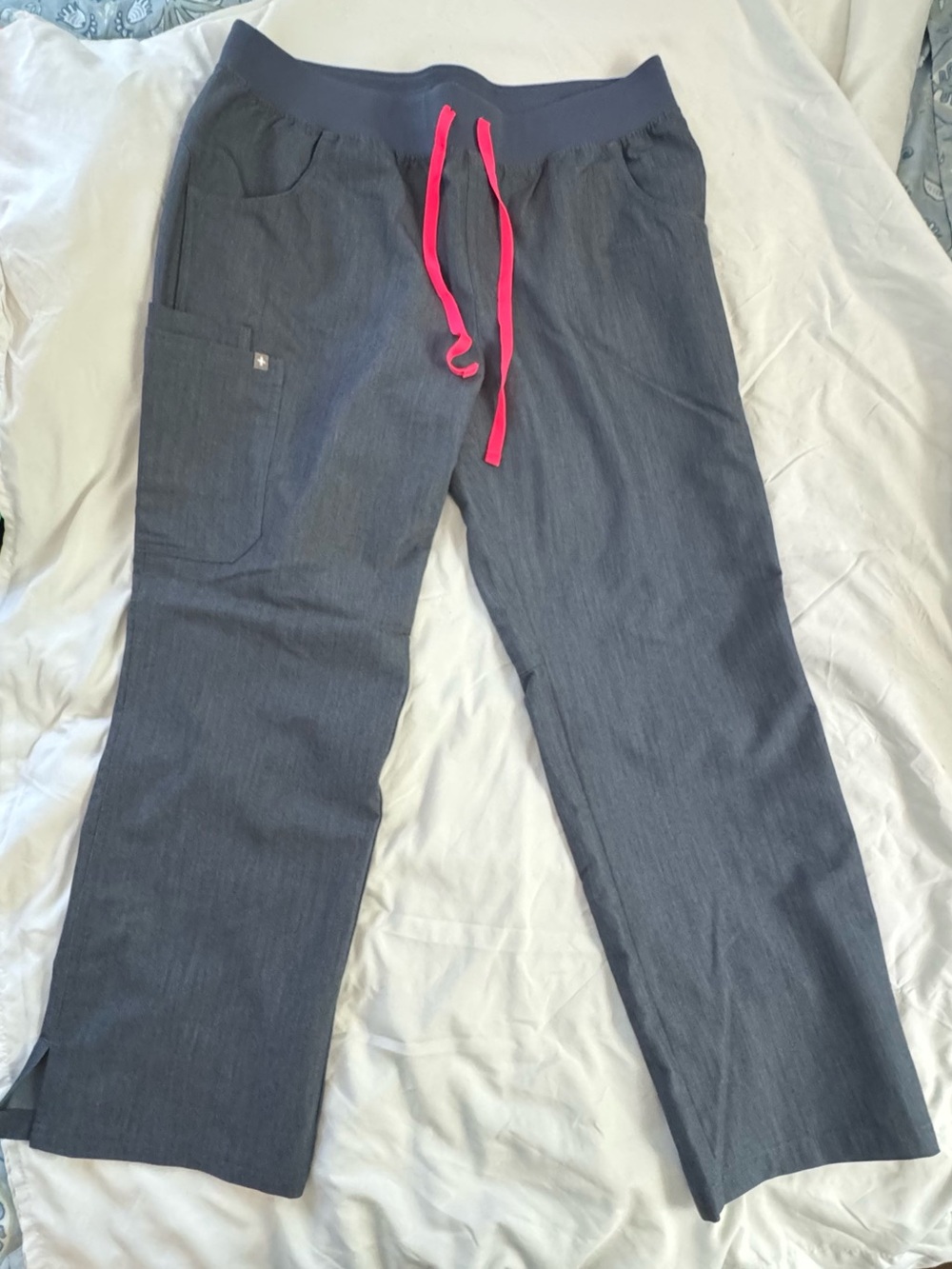 Figs. Kade scrub pant in Heather Denim.  XL/P